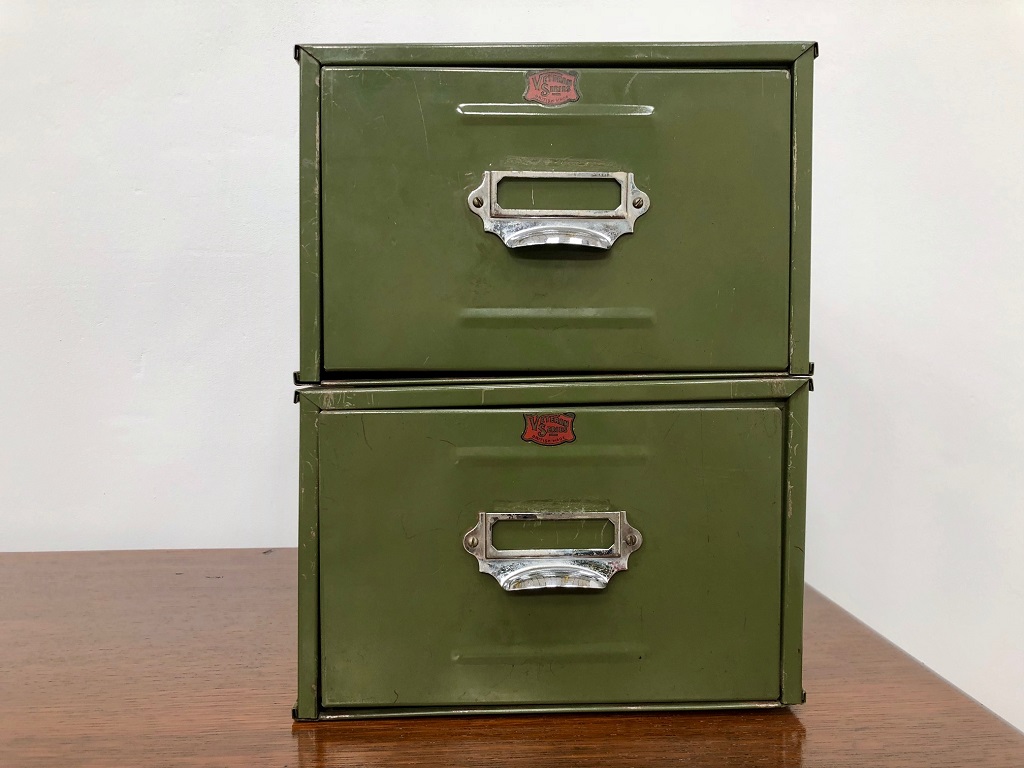 Mid Century Filing Drawers Single Stackable Antique Vintage And
