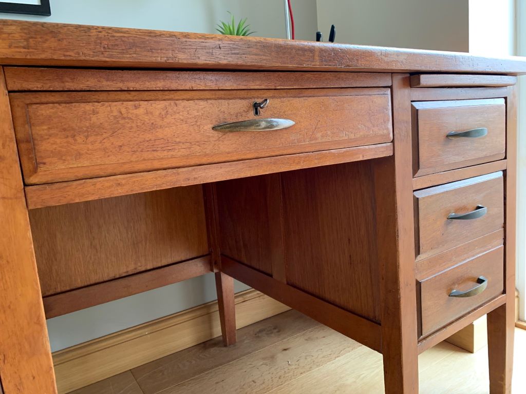 Mid Century Schoolmasters Desk Antique, Vintage and Retro Furniture
