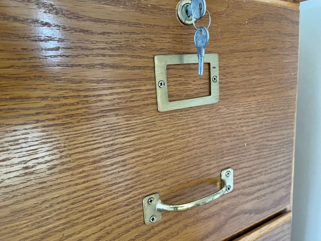 Vintage 3 Drawer Filing with Lock & Keys Antique, Vintage and