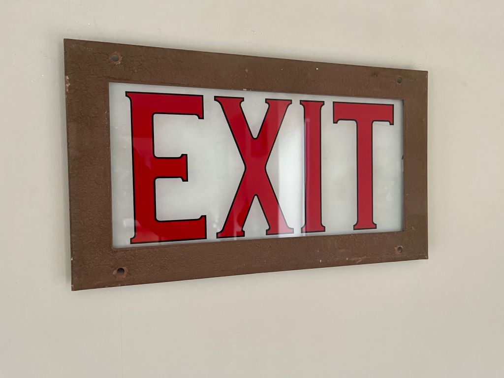 Antique Hand Painted Exit Sign on Glass Antique, Vintage and Retro