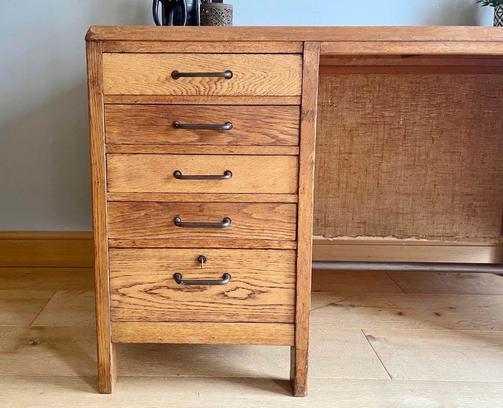 1950’s Crown Supply Staverton Desk with Original Privacy Board