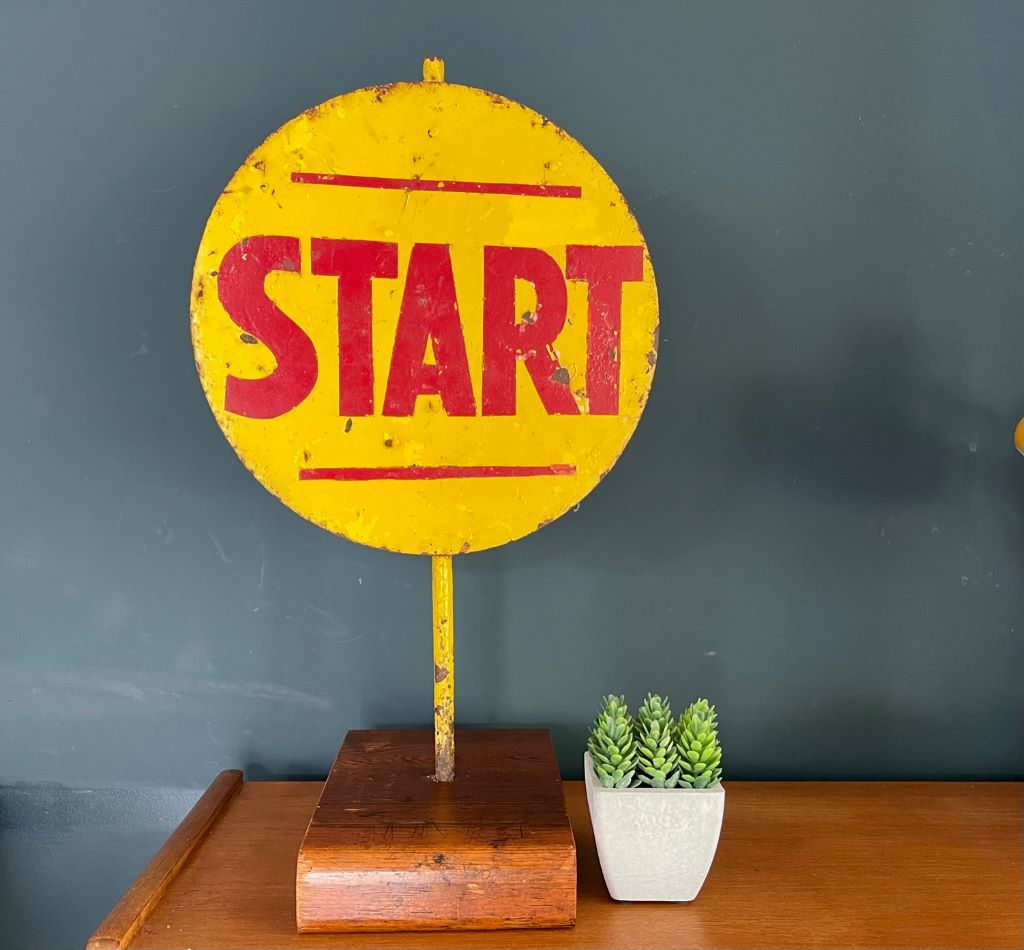 Mid Century Hand Painted Fairground Ride Sign – Start – Antique ...